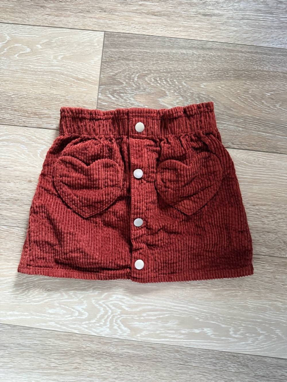 Old Navy Rust Red Corduroy Skirt with Heart Pockets
